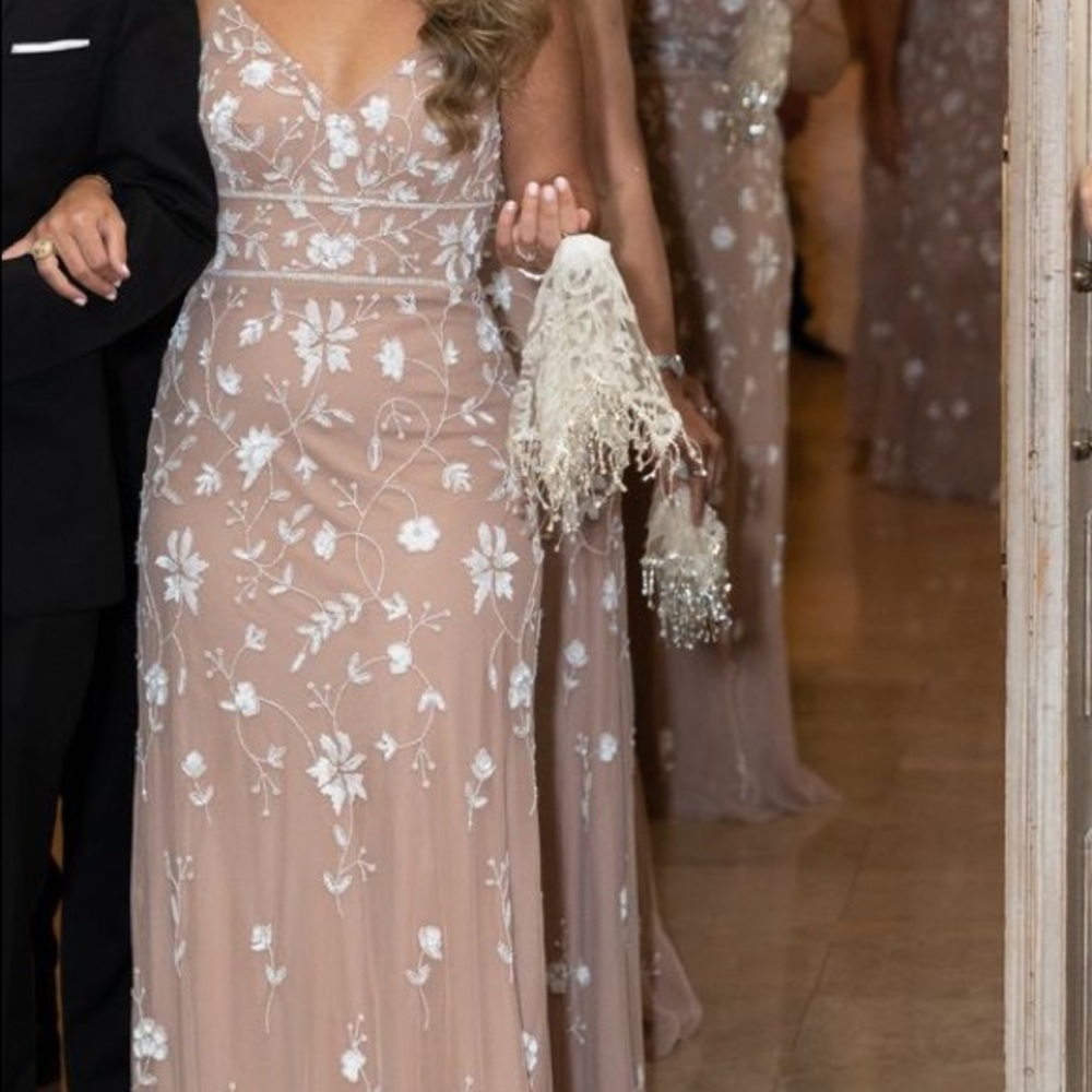 Adrianna Papell Platinum - Style: 40289; Fabric: Beaded Tulle; Color: Rose Gold